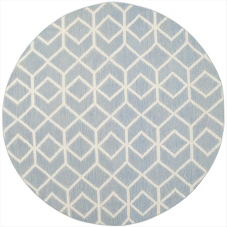 Safavieh 6 ft. x 6 ft. Round Contemporary Dhurries- Blue and Ivory- Hand Woven Rug DHU560A-6R
